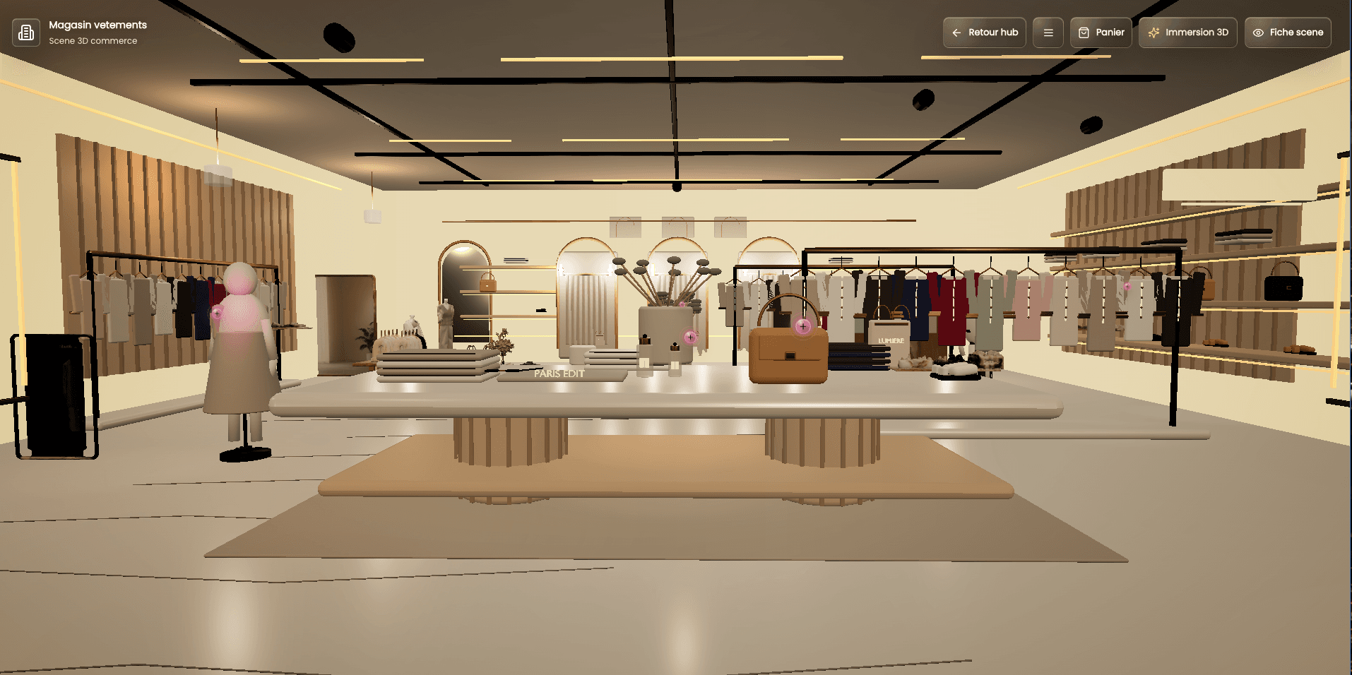 Boutique de mode 3D avec produits interactifs